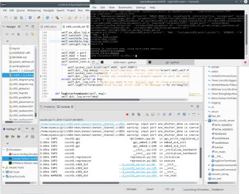 Screenshot of the simulation with client (black console) and server (in Eclipse IDE)